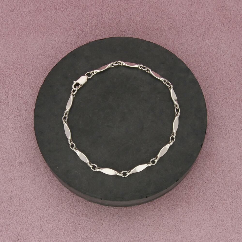 sterling silver 3mm flat bar link chain bracelet size 8in
